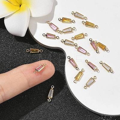 SHEGRACE Brass Pave Cubic Zirconia Trapezoid Connector Charms XGRQ2O049-444A-G-1