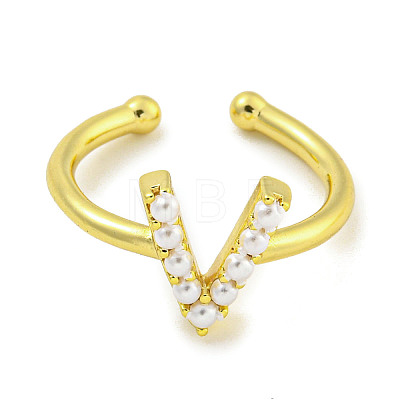 Rack Plating Brass Open Cuff Rings for Women RJEW-F162-01G-V-1