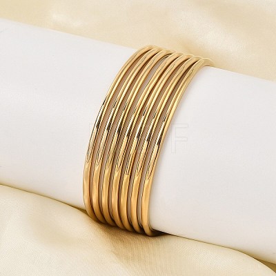 PVD Vacuum Plating Fashion 304 Stainless Steel Buddhist Bangle Sets BJEW-L664-022C-G-1