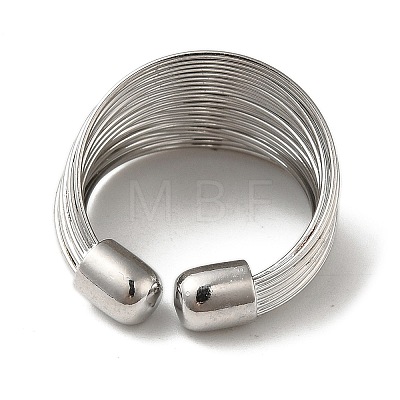 Brass Multi Wire Wrap Open Cuff Ring RJEW-C037-02P-1