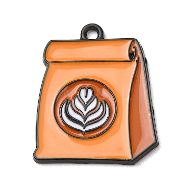 Coffee Alloy Enamel Pendants ENAM-I089-01B-04-1