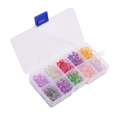 400Pcs 10 Colors Frosted Spray Painted Glass Beads Strands GLAA-CJ0001-39-1