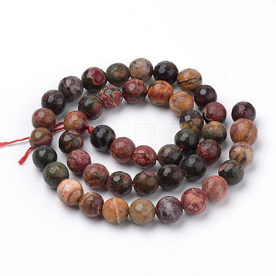 Natural Polychrome Jasper/Picasso Stone/Picasso Jasper Beads Strands G-Q462-86-6mm-1