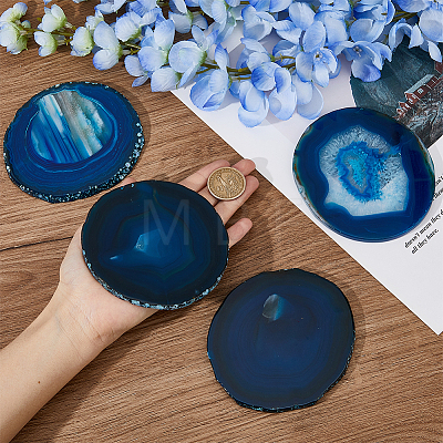 Dyed & Heated Natural Agate Slice Cup Mats DJEW-WH0043-44B-1