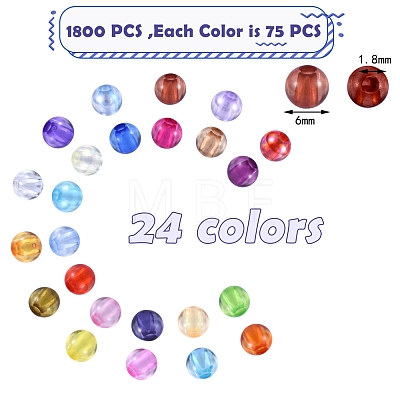216g 24 Style Transparent Acrylic Beads MACR-SZ0001-59-1