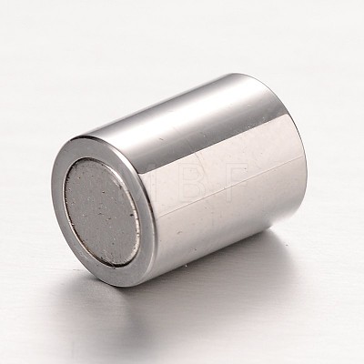 Textured 304 Stainless Steel Column Magnetic Clasps with Glue-in Ends STAS-I045-11G-1