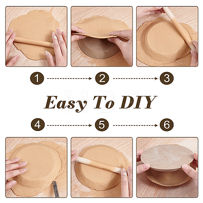 6Pcs 6 Style MDF Wood Ceramic Clay Craft Mold Set DIY-WH0430-537-1