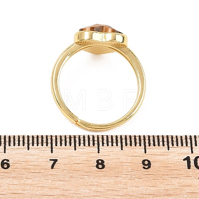 Natural Tiger Eye Finger Rings with Brass Findings G-H353-03G-01-1