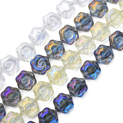 Electroplate Transparent Glass Beads Strands EGLA-N008-018-1