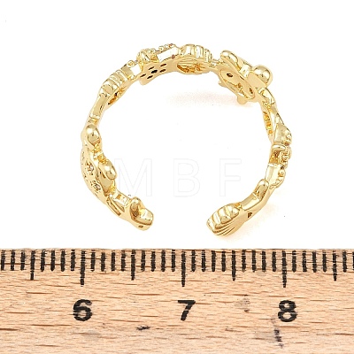 Brass Micro Pave Clear Cubic Zirconia Cuff Rings for Women RJEW-A088-04G-1