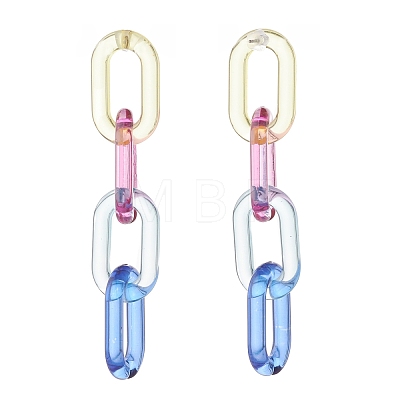 2Pair 2 Color Candy Color Acrylic Cable Chain Tassel Dangle Stud Earrings for Women EJEW-JE04769-1