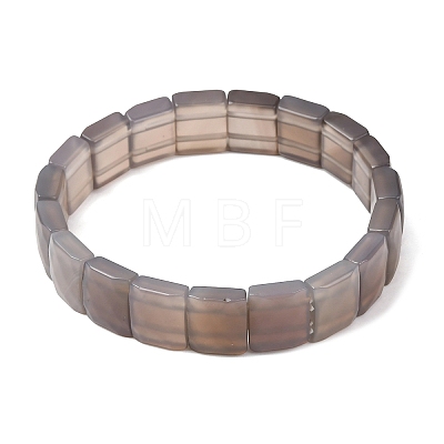 Natural Black Agate Beaded Stretch Bracelets for Unisex G-K303-02M-1
