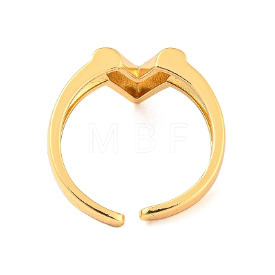 Hollow V-Shaped Brass Open Cuff Rings RJEW-Q781-15G-1