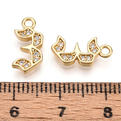 Brass Micro Pave Cubic Zirconia Charms KK-N261-104D-G-1