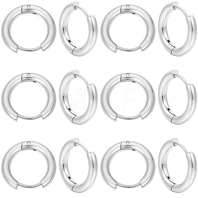 12 Pairs 304 Stainless Steel Huggie Hoop Earrings EJEW-SC0001-96S-1