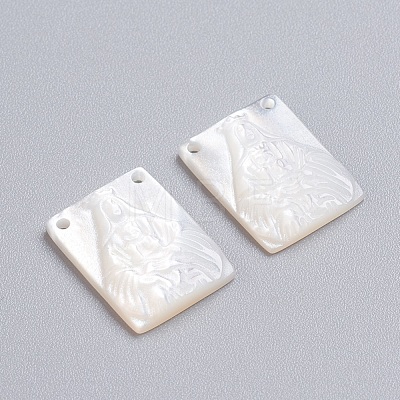 Natural White Shell Mother of Pearl Shell Pendants SSHEL-I024-09-1
