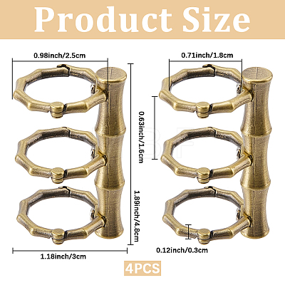 6-Ring Bamboo Stick Alloy Loose Leaf Book Binder Hinged Rings FIND-CP0003-97AB-1