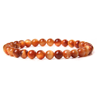 Synthetic Sun Tiger Eye Round Beaded Stretch Bracelet SF8562-34-1-1