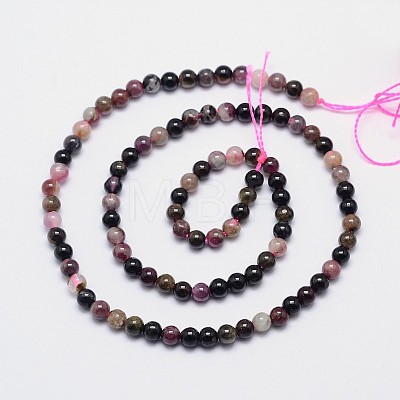 Natural Tourmaline Round Bead Strands G-I162-01-4mm-1