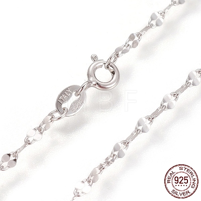 Rhodium Plated 925 Sterling Silver Link Chain Necklaces STER-L059-09P-1