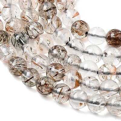Natural Black Gold Rutilated Quartz Beads Strands G-G344-A01-4mm-1