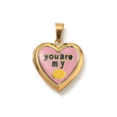 304 Stainless Steel Locket Pendants STAS-H255-02G-16-1