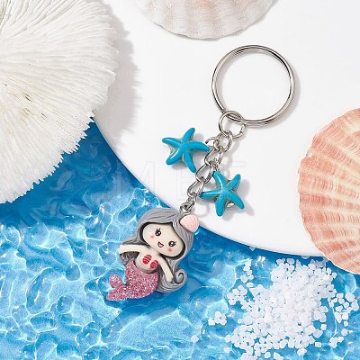 Mermaid Opaque Resin Pendant Keychain X1-KEYC-JKC00624-05-1