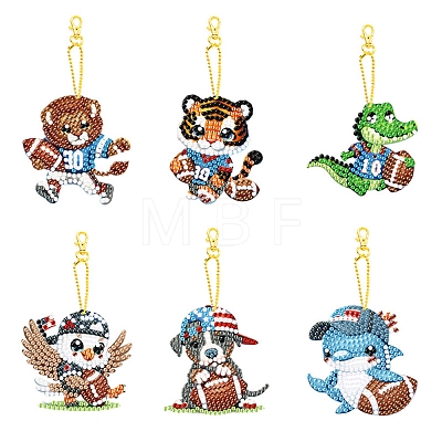 DIY Diamond Painting Animal & Rugby Keychain Kits PW-WG74B58-01-1