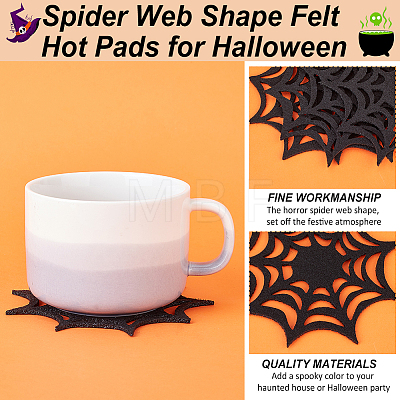 Spider Web Shape Felt Hot Pads for Halloween AJEW-WH0368-09-1