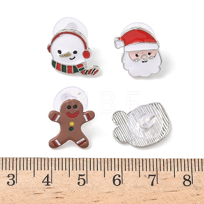 Christmas Theme Alloy Enamel Stud Earrings LS-EJEW-B068-02KCGG-02-1