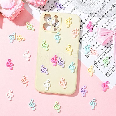 7 Bags 70Pcs 7 Colors Musical Note Opaque Resin Cabochons RESI-CJ0005-44-1