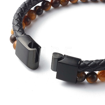 Natural Mixed Stone Round Beads Multi-strand Bracelets BJEW-JB06571-1
