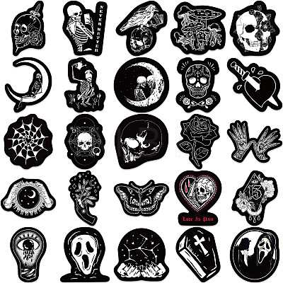 50Pcs Hallowmas Gothic Stickers PVC Adhesive Waterproof Stickers PW-WGE2AAF-01-1