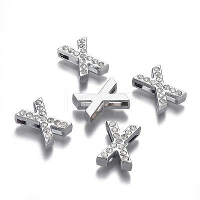 Alloy Letter Slide Charms RB-F034-01X-P-RS-1