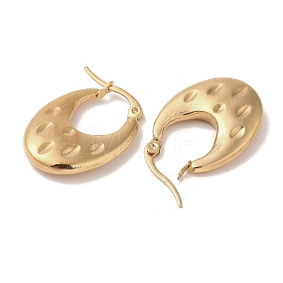 Oval 201 Stainless Steel Half Hoop Earrings for Women EJEW-G385-05G-1