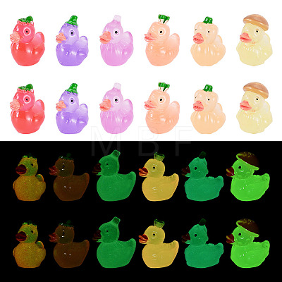 12Pcs 6 Style Fuuny Luminous Resin Vegetable Duck Diaplay Decoration RESI-TAD0001-03-1