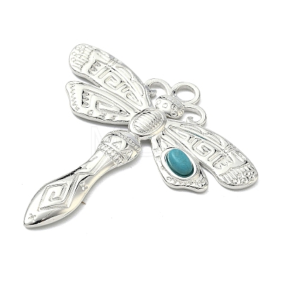 304 Stainless Steel with Dyed Synthetic Turquoise Pendants STAS-G374-05S-06-1