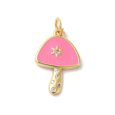 Autumn Theme Rack Plating Brass Cubic Zirconia Pendants KK-Z056-32G-04-1