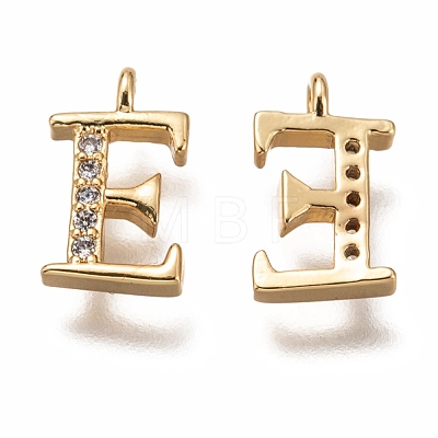 Brass Micro Pave Clear Cubic Zirconia Charms ZIRC-B002-39G-E-1