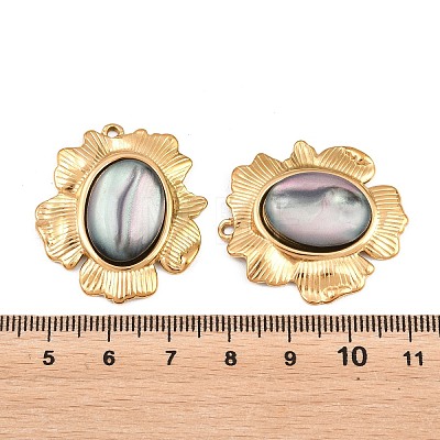 Natural Shell Oval Pendants STAS-Z202-13G-1