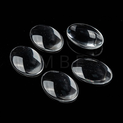Transparent Oval Glass Cabochons X-GGLA-R022-35x25-1