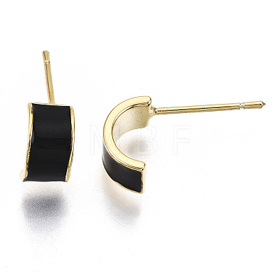 Brass Enamel Half Hoop Earrings KK-N232-97B-NF-1