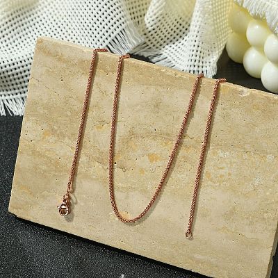 1.5mm Rack Plating Brass Wheat Chain Necklaces for Women Men MAK-L044-57RG-1