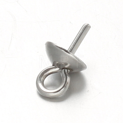 304 Stainless Steel Cup Pearl Peg Bails Pin Pendants STAS-F094-03A-P-1
