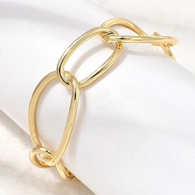 Brass Large Oval Link Chain Cuff Bangles for Women KK-CBACA61-04G-1