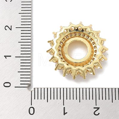 Rack Plating Brass Micro Pave Clear Cubic Zirconia Cabochon Connector Setttings KK-L224-027G-01-1