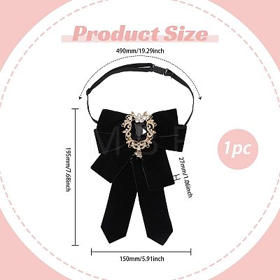 Polyester Bow Tie with Alloy Glass Brooch AJEW-WH0481-784A-1
