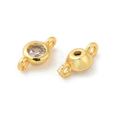 Rack Plating Brass Pave Clear Cubic Zirconia Connector Charms KK-G477-02G-1