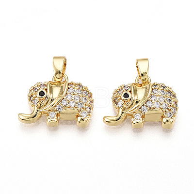 Brass Micro Pave Cubic Zirconia Pendants KK-T070-64G-1