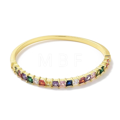 Brass Pave Colorful Glass Hinged Bangles for Women BJEW-Z061-07B-1